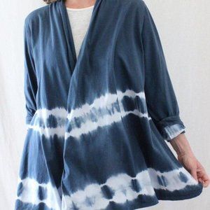 Pure J Jill Cardigan Pima Cotton Navy Tie Dye L